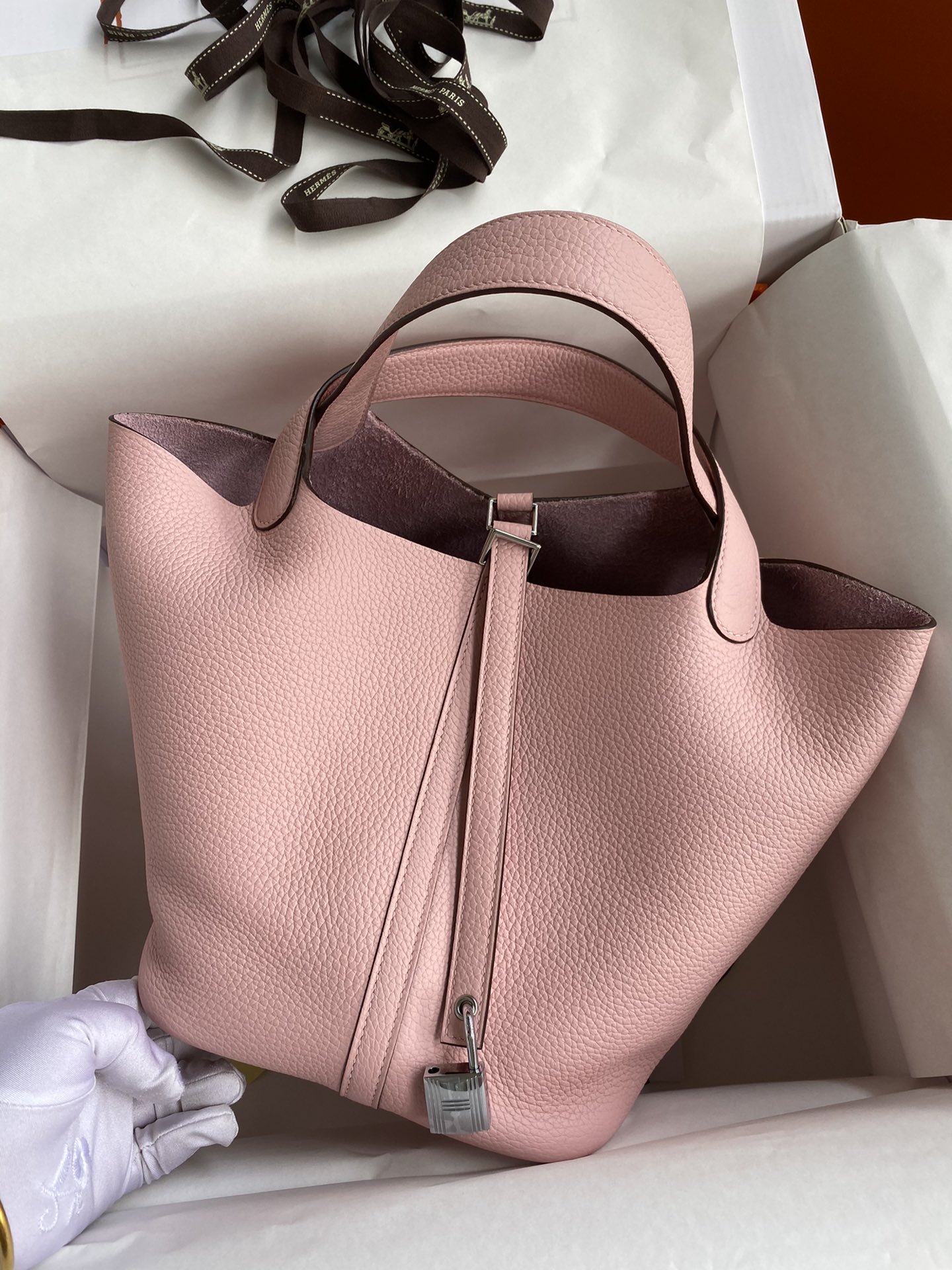 Hermes Picotin Lock 22 Bag In Pink Clemence Leather